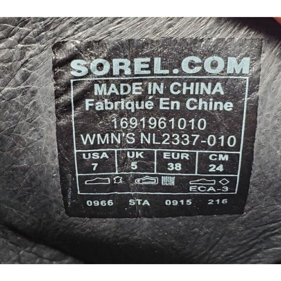 Sorel Boots Womens 7 Conquest Wedge Black Lace Up Hiker Alpine Lug Shoe - Picture 12 of 14